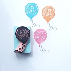 Birthday balloon stamp - Birthday stamp - Celebration stamp - Happy Birthday stamp - Personalised balloon stamp - Birthday invitations