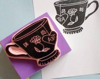 Love tea stamp, teacup stamp, tea lovers gift, sweet tea stamp, scrapbooking supplies,