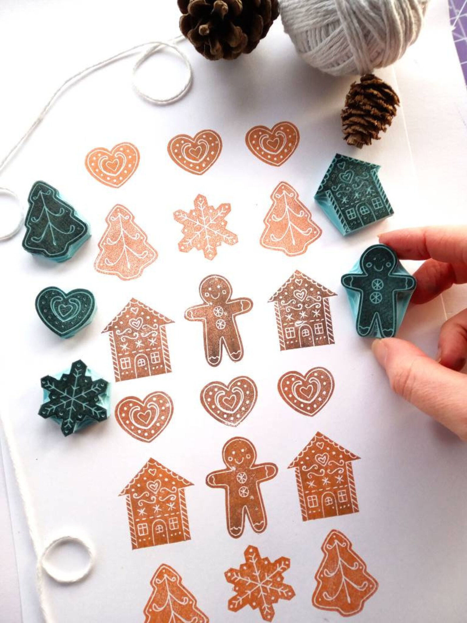 Gingerbread Rubber Stamp Set Etsy UK