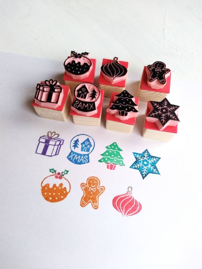Christmas Rubber Stamp Set DIY Christmas Decor and Card Etsy