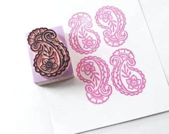 Paisley rubber stamp, Pattern stamp, decorative flower stamp, vintage style rubber stamp, paisley pattern stamp.
