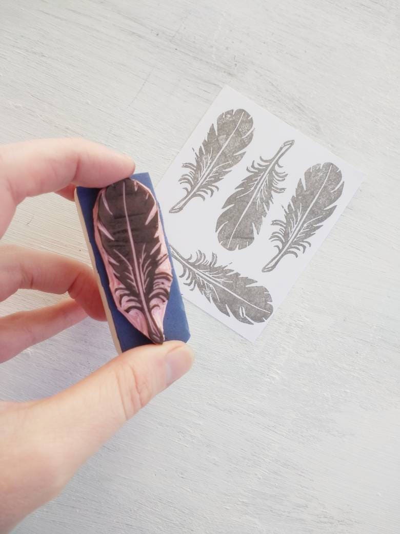 Feather Rubber Stamp Boho Stamp Nature Stamp Bird | Etsy