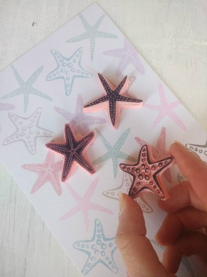 Starfish Rubber Stamp Sea Star Stamp Beach Weddingbeach Etsy