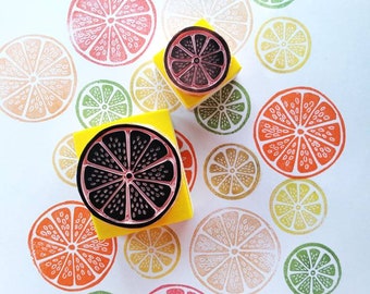 Lemon rubber stamp, citrus Slice Stamp, Lime Stamp, Orange stamp, Grapefruit rubber stamp, summer stamp set.