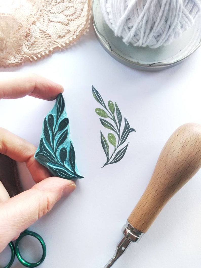 Olive Branch Rubber Stamp Leaf Stamp Etsy UK
