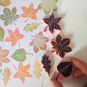 Autumn leaf stamp set, fall decor, autumn wedding decor, leaf rubber stamp image 3