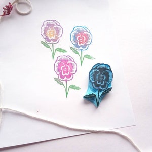 Pansy flower rubber stamp. image 4