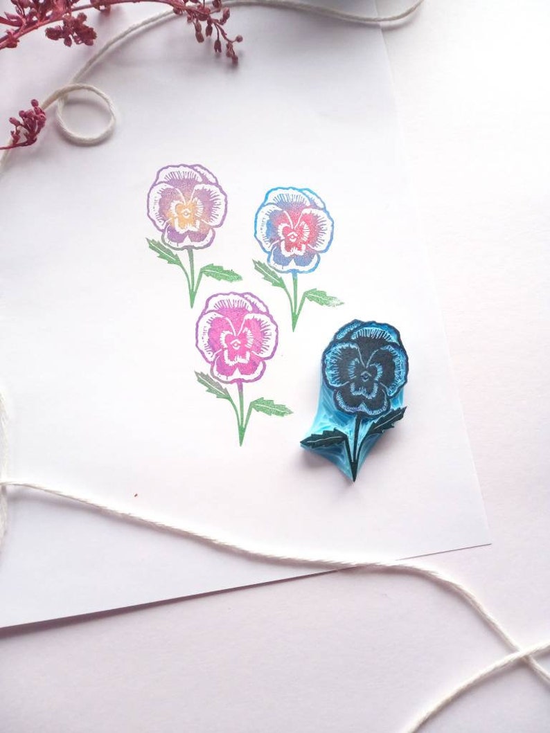 Pansy flower rubber stamp. image 4