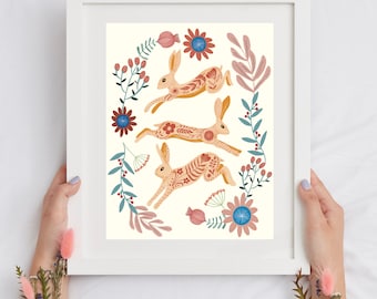 Leaping Hares digital download print, wall art