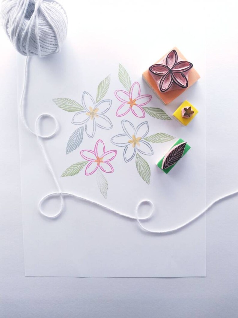 Plumeria rubber stamp tropical flower stamp frangipani Etsy
