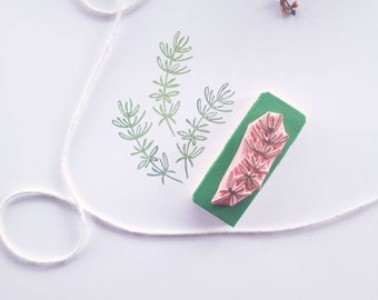 Thyme herb rubber stamp.