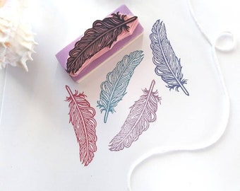 Feather rubber stamp, bird feather, wedding invitation stamp