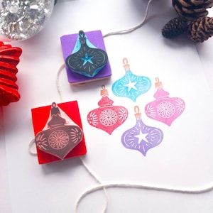 Christmas Decoration Stamp Christmas Bauble Xmas Ornament Stamp Christmas craft Holiday stamp Christmas rubber stamp. image 1