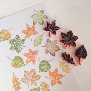 Autumn leaf stamp set, fall decor, autumn wedding decor, leaf rubber stamp image 2