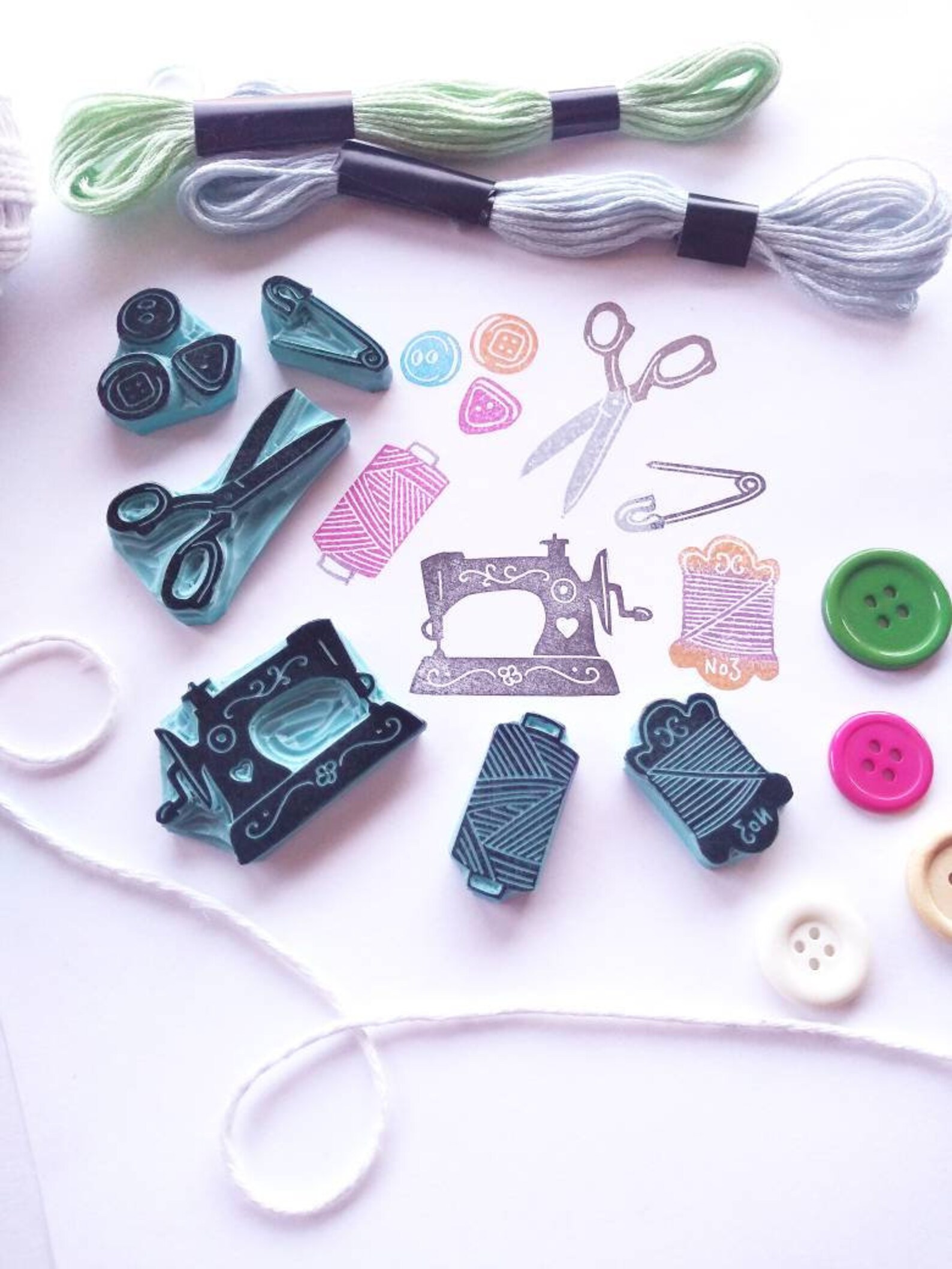 Sewing Machine Rubber Stamp. Sewing Stamp Set. Etsy