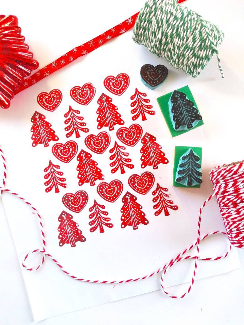 Christmas tree rubber stamps. image 5