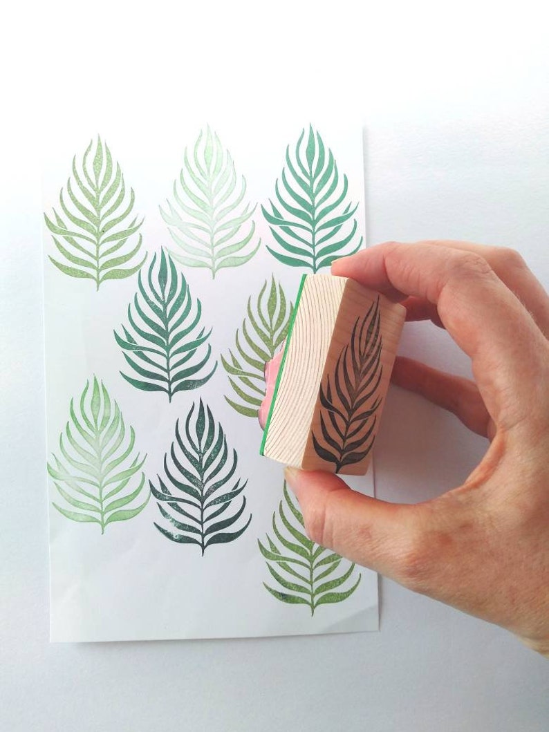 Tropical leaf rubber stamp, palm leaf print, plant lover gift, plant decor image 4