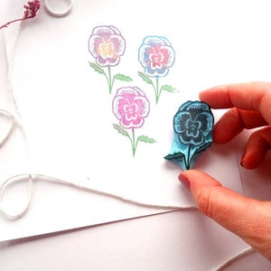 Pansy flower rubber stamp. image 5