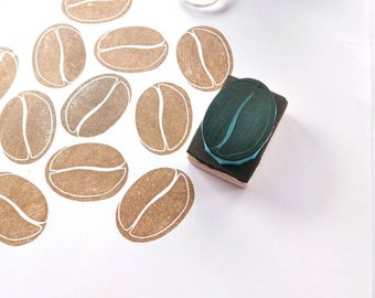 Coffee bean rubber stamp. Coffee lover gift.