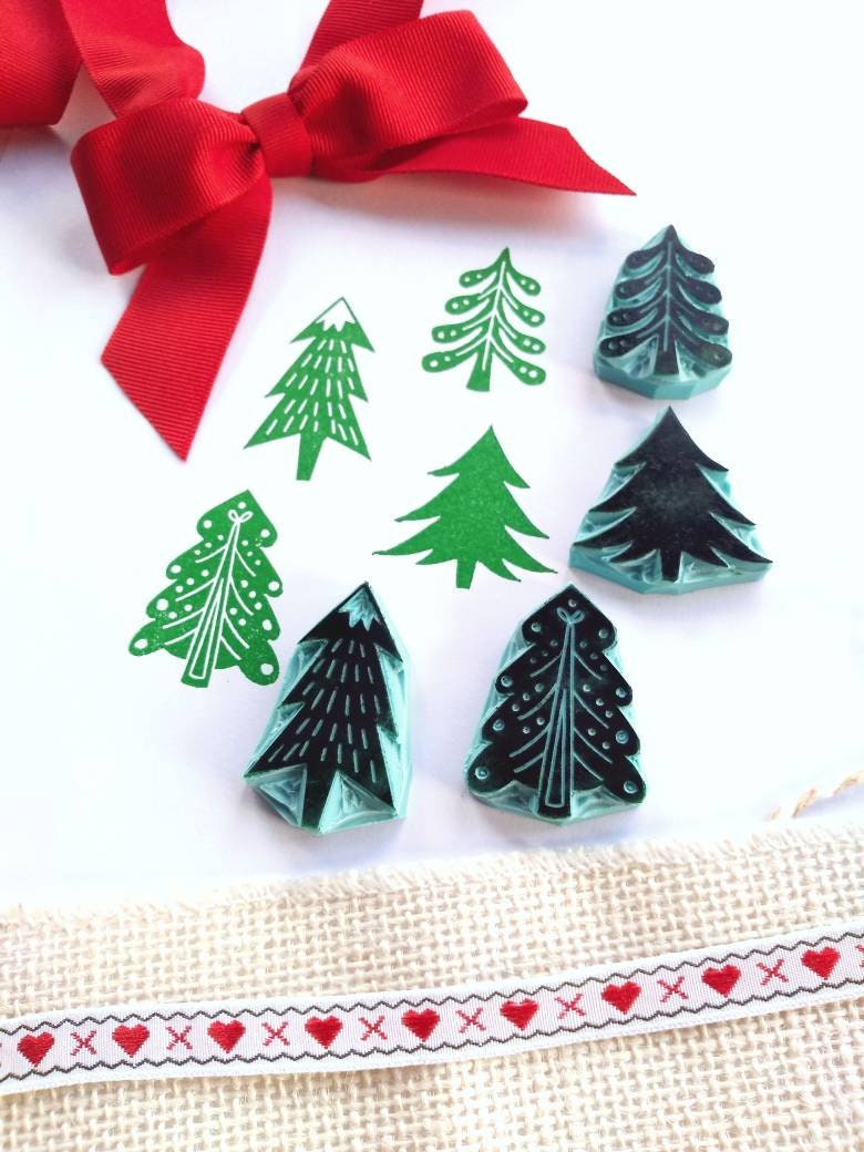 Christmas Tree Rubber Stamps. Etsy UK