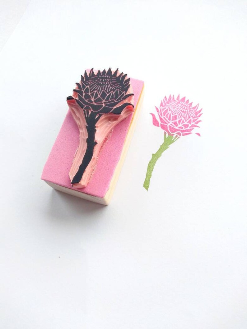 Protea Rubber Stamp Flower Stamp Wedding Decor Floral Diy Etsy