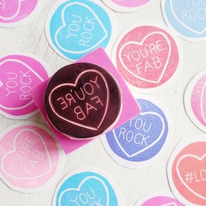 Heart Stamp - Thank you stamp - Personalised heart stamp - Packaging Stamp - Message Heart Stamp - Small Business Stamp - You're Fab Stamp