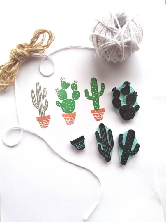 Cactus Rubber Stamp Set Summer Decor Succulent Stamps Etsy Singapore