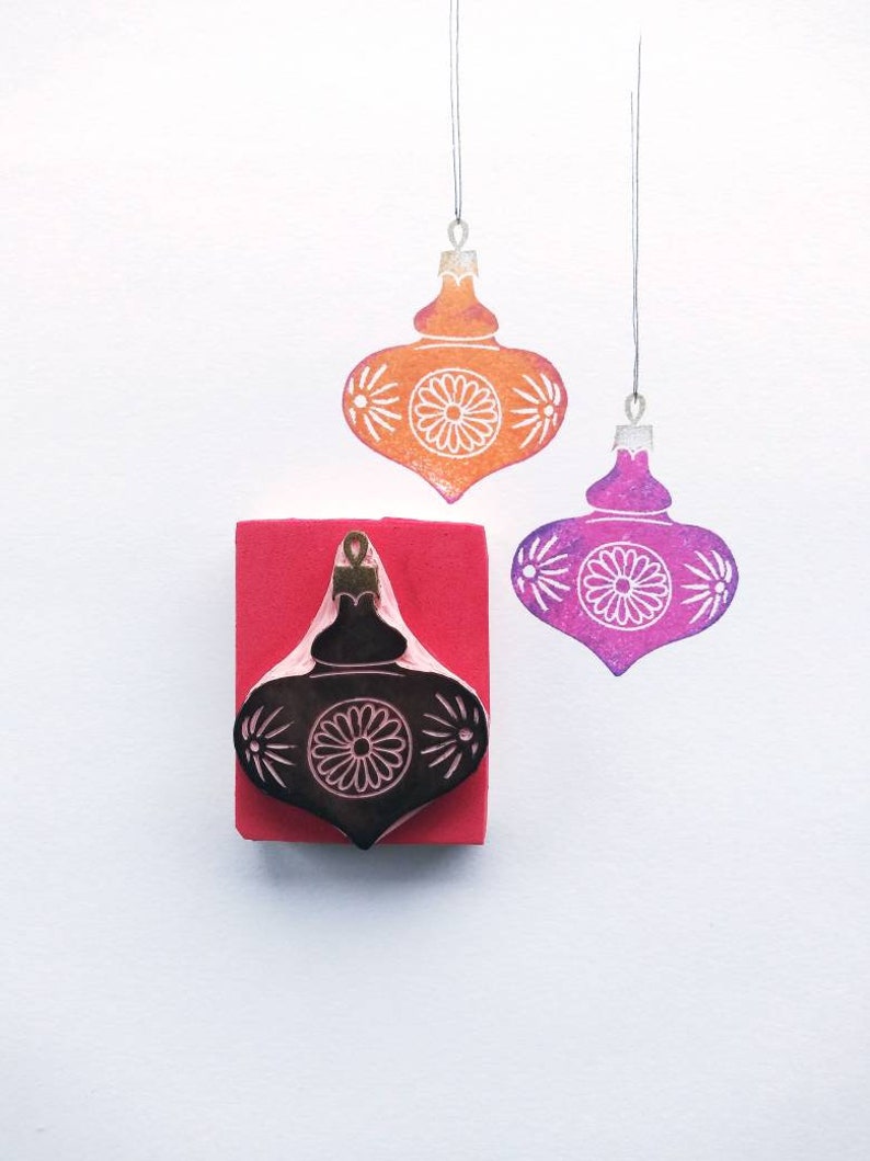 Christmas Decoration Stamp Christmas Bauble Xmas Ornament Stamp Christmas craft Holiday stamp Christmas rubber stamp. image 6