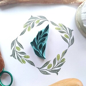 Olive branch rubber stamp, leaf stamp zdjęcie 4