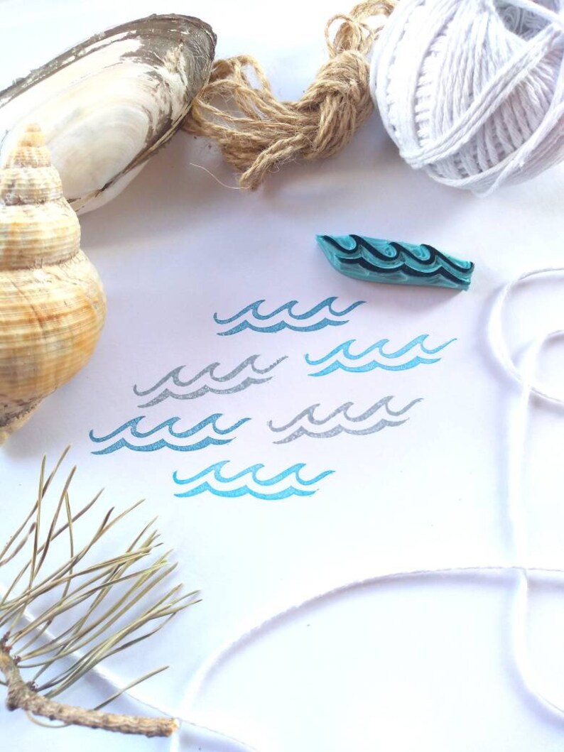Wave rubber stamp for sea life decor.