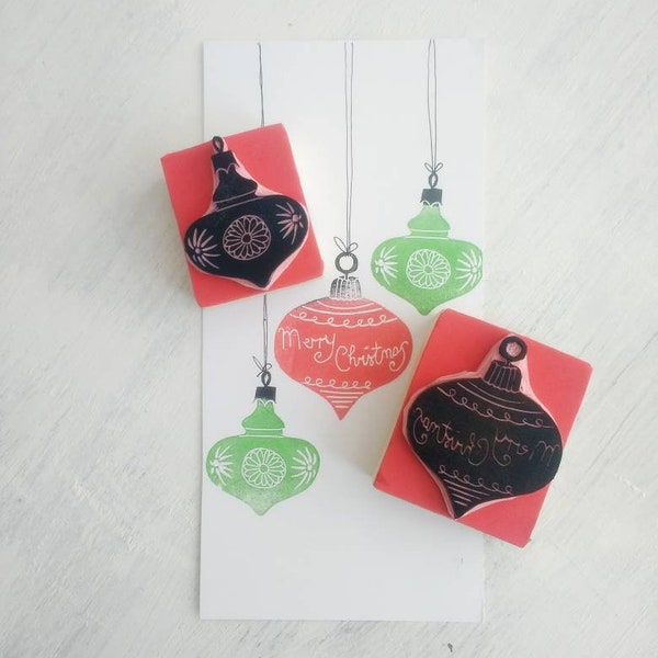 Christmas Bauble rubber stamp, Merry Christmas Stamp, Christmas stamp set, Personalised bauble, Christmas Ornament Stamp