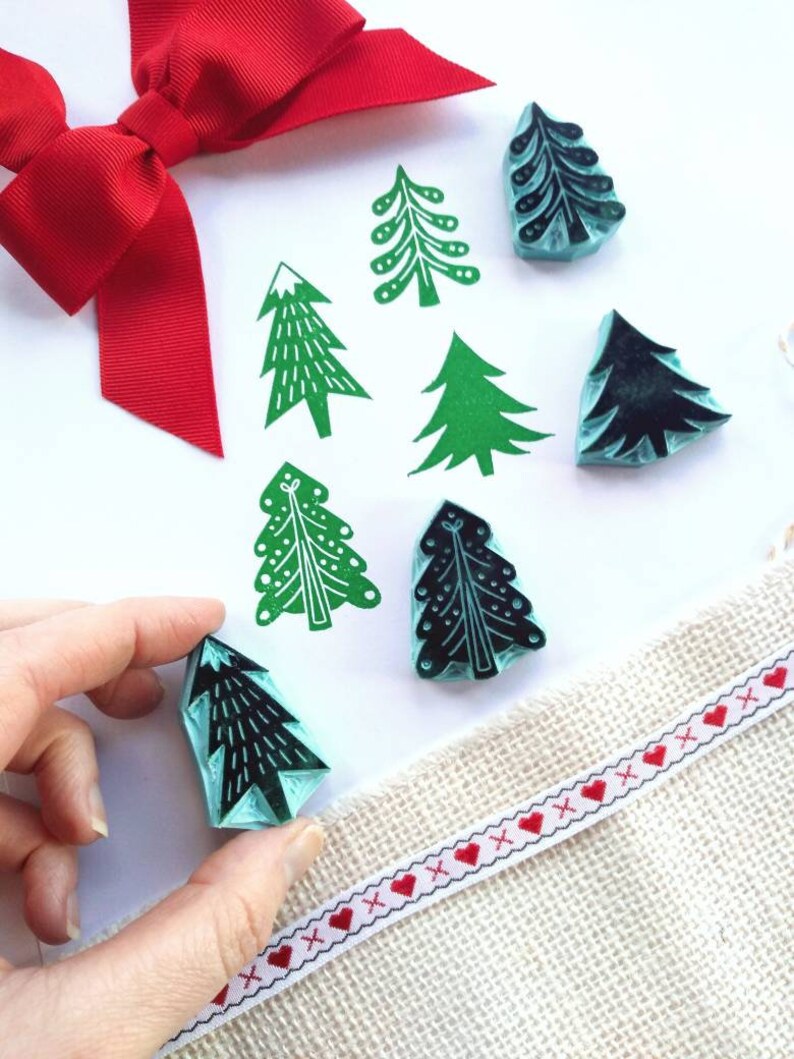 Christmas tree rubber stamps. image 3