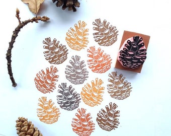 Pine cone rubber stamp, fall decor, autumn stamps, christmas stamp, winter wedding decor, nature art