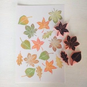 Autumn leaf stamp set, fall decor, autumn wedding decor, leaf rubber stamp image 5