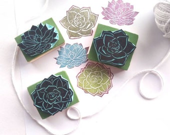 Succulent rubber stamp set, plant lover gift, botanical stationery