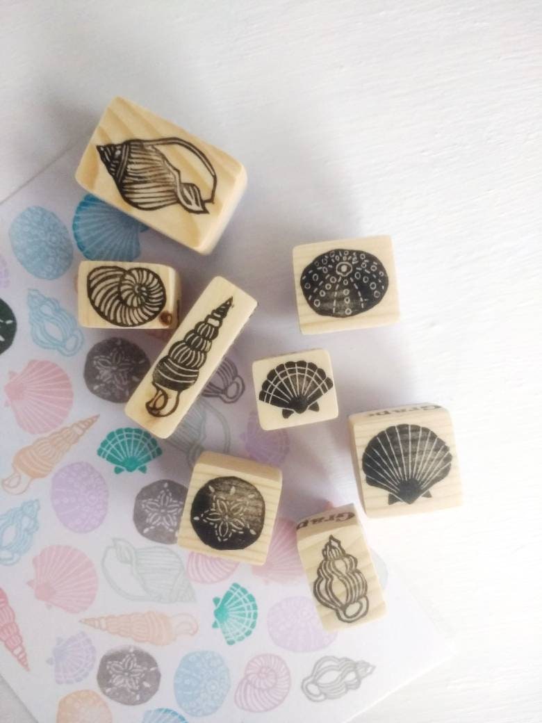 Sea Shells Rubber Stamp Set Sea Urchin Stamp Sand Dollar | Etsy UK