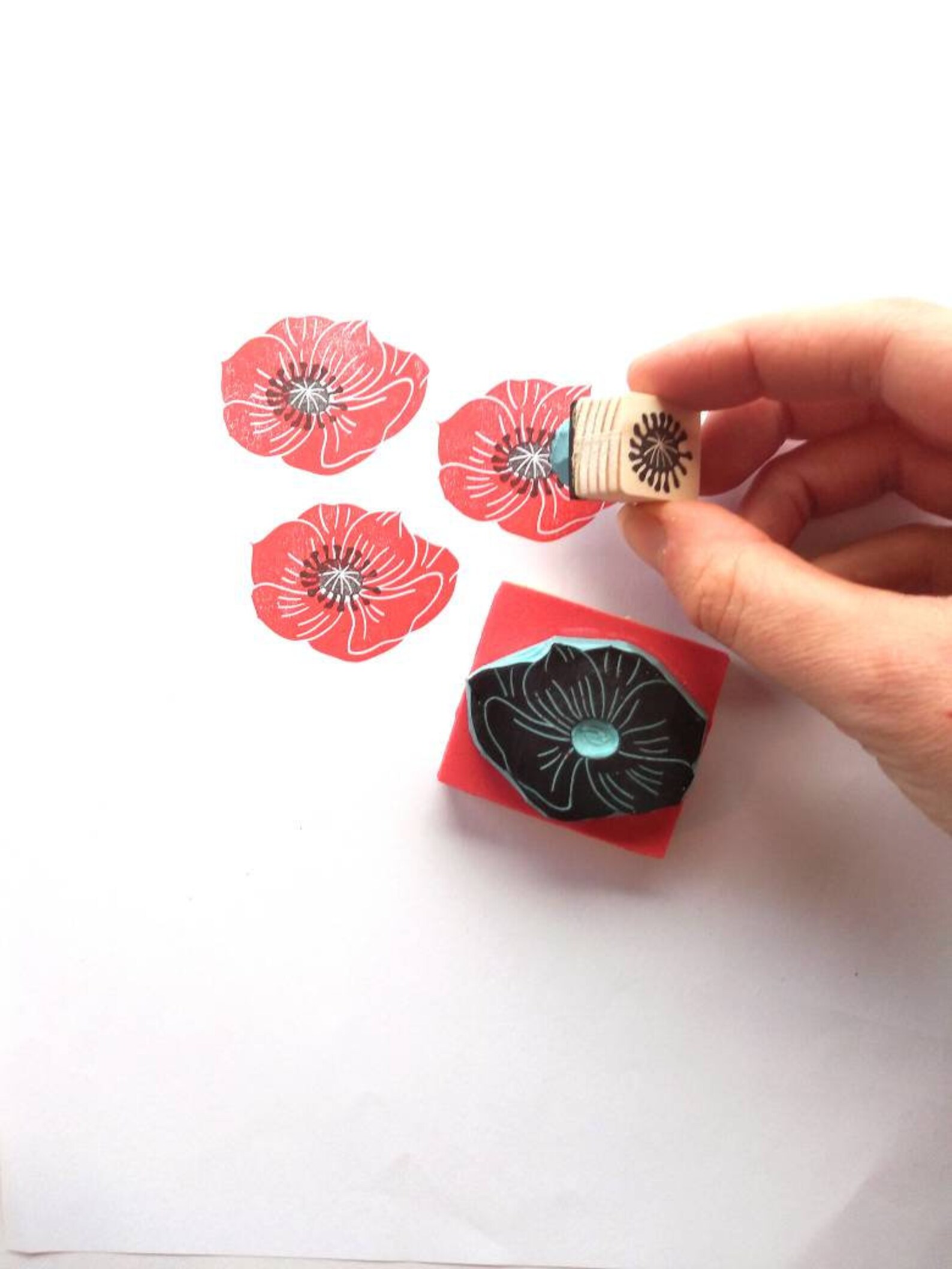 Poppy Rubber Stamp Floral Decor Etsy