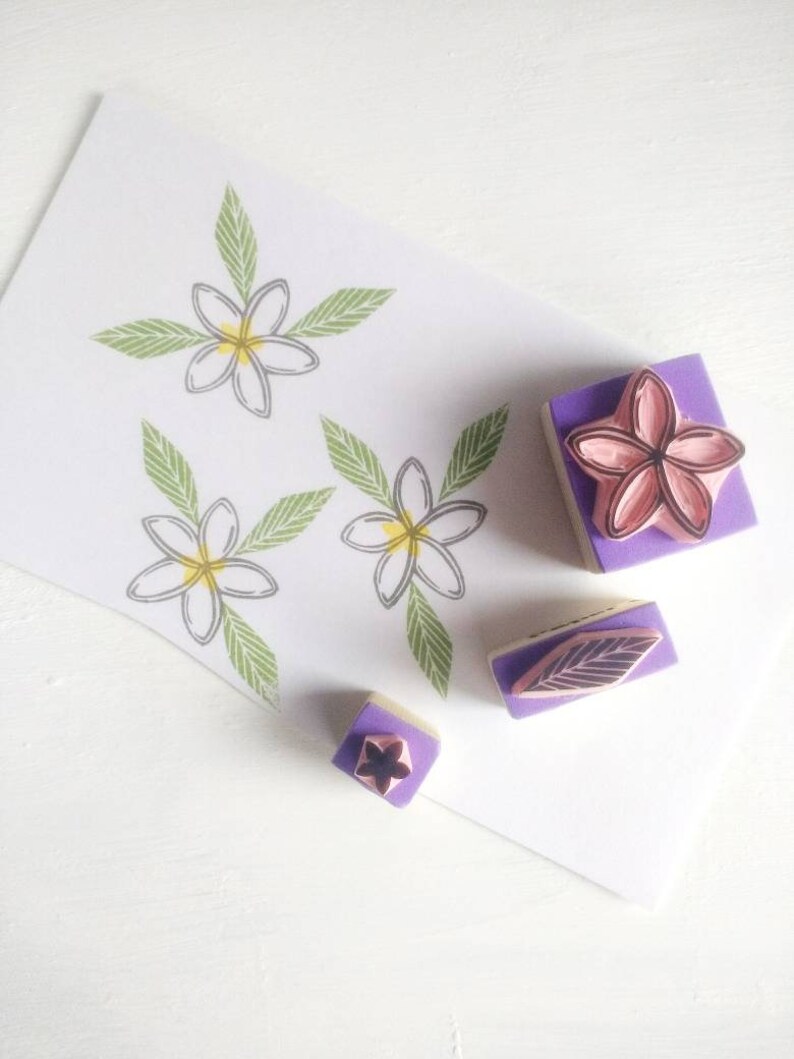 Plumeria rubber stamp tropical flower stamp frangipani Etsy