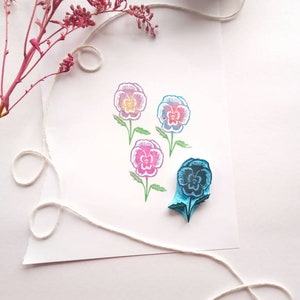 Pansy flower rubber stamp. image 1