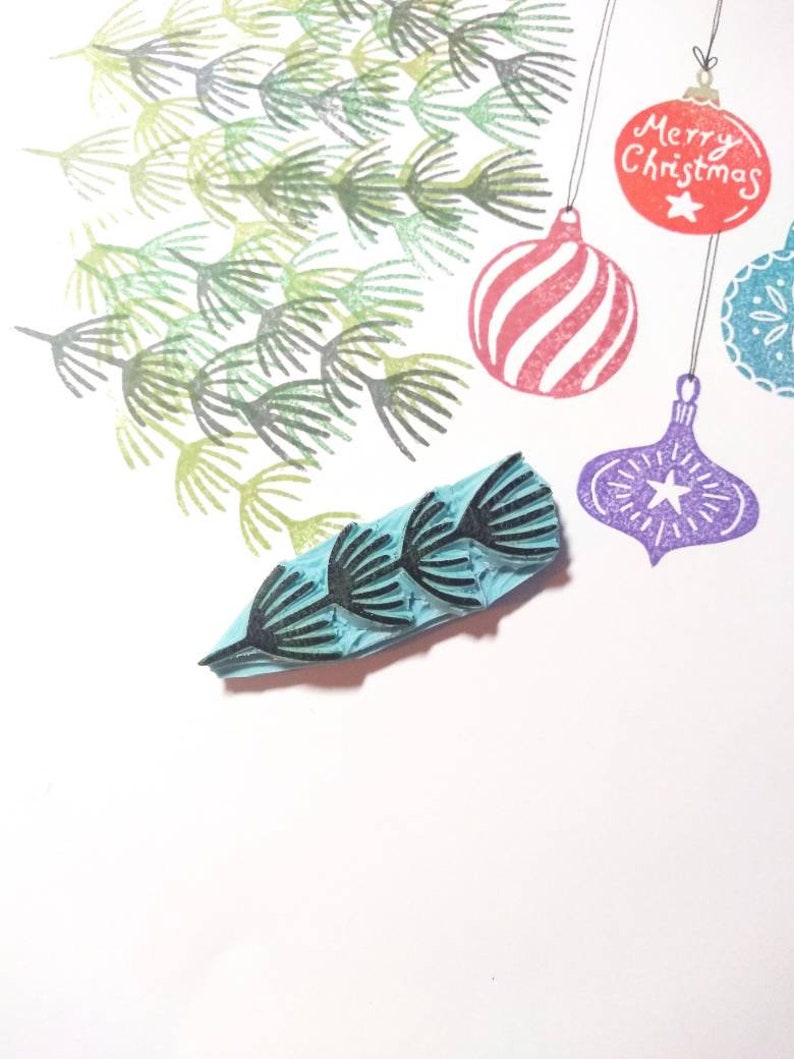 Mini Christmas bauble rubber stamps for card making. image 6
