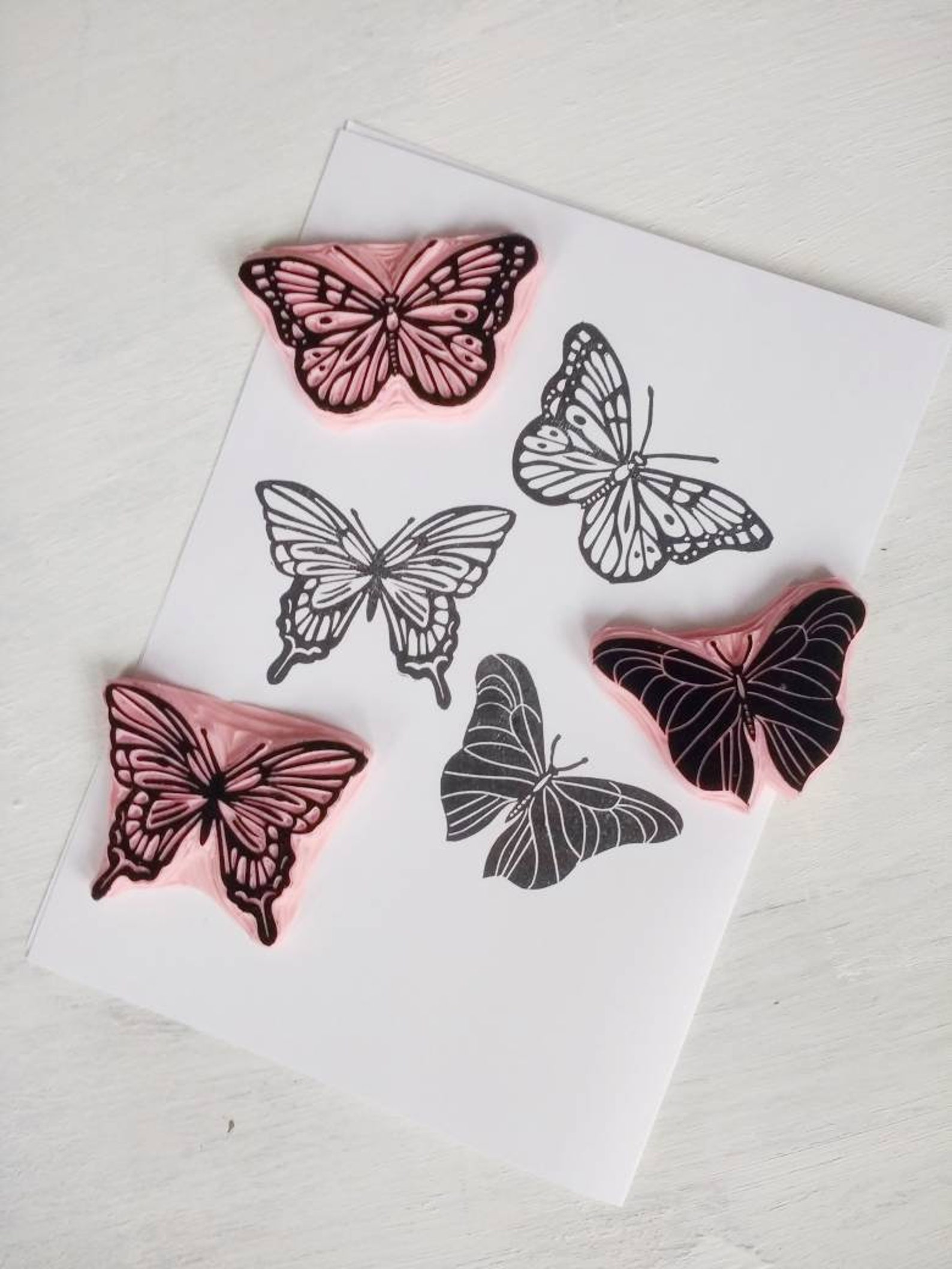 Butterfly Rubber Stamp Set of 3 Butterflies Nature Lover Etsy UK