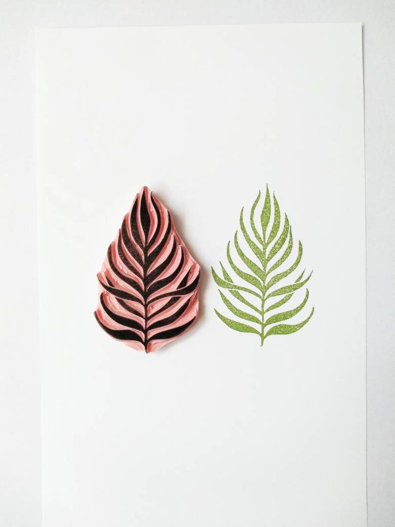 Tropical leaf rubber stamp, palm leaf print, plant lover gift, plant decor image 6