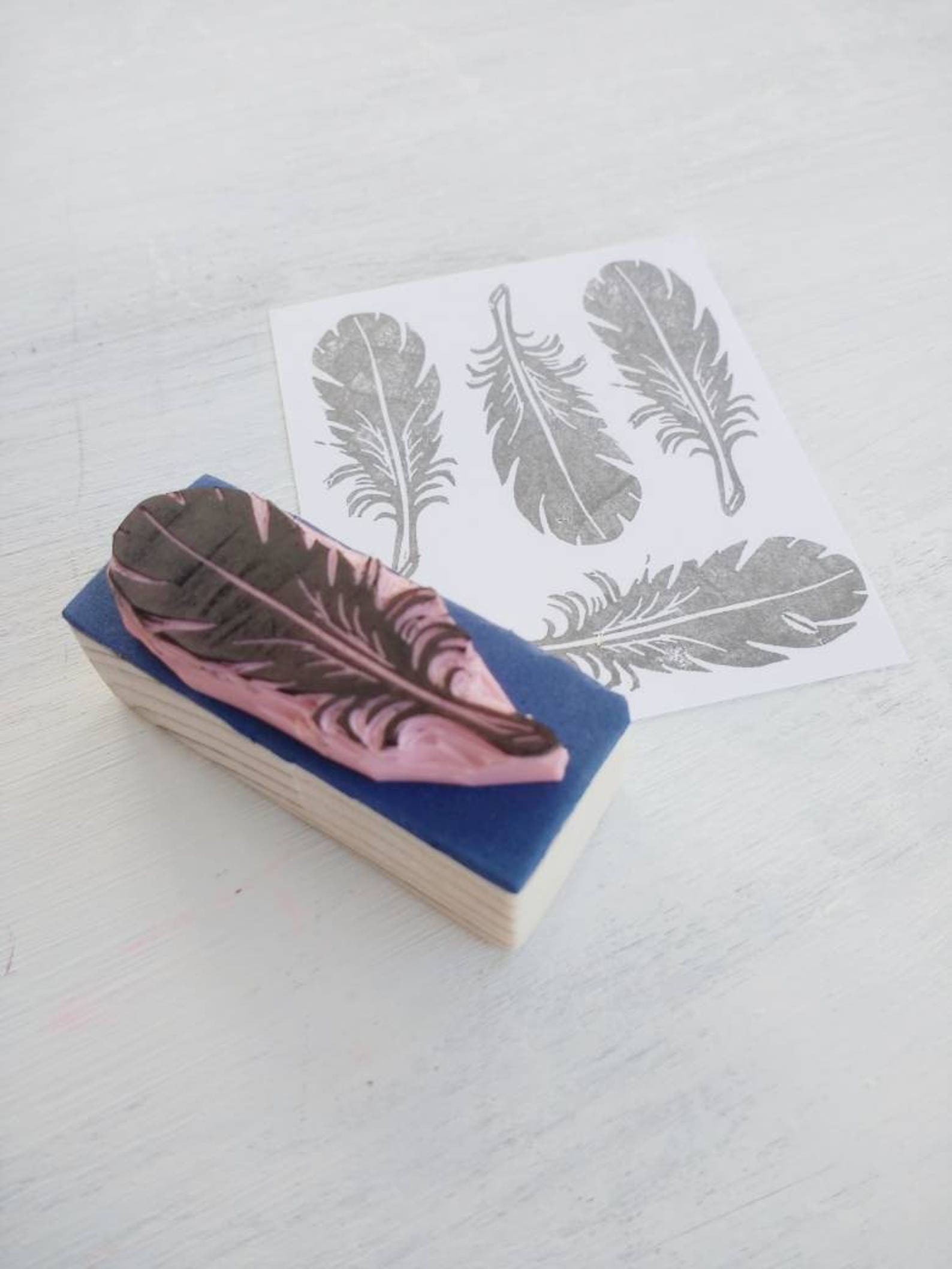 Feather Rubber Stamp Boho Stamp Nature Stamp Bird Etsy