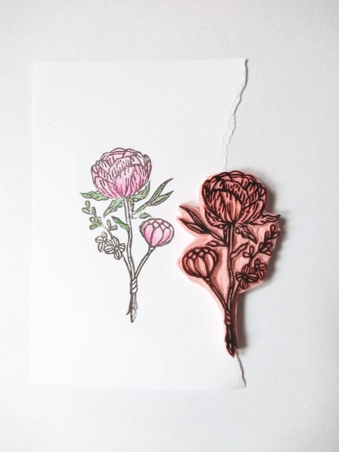 Peony Rubber Stamp, Wedding Flower Stamp for Invitations and Stationery ...