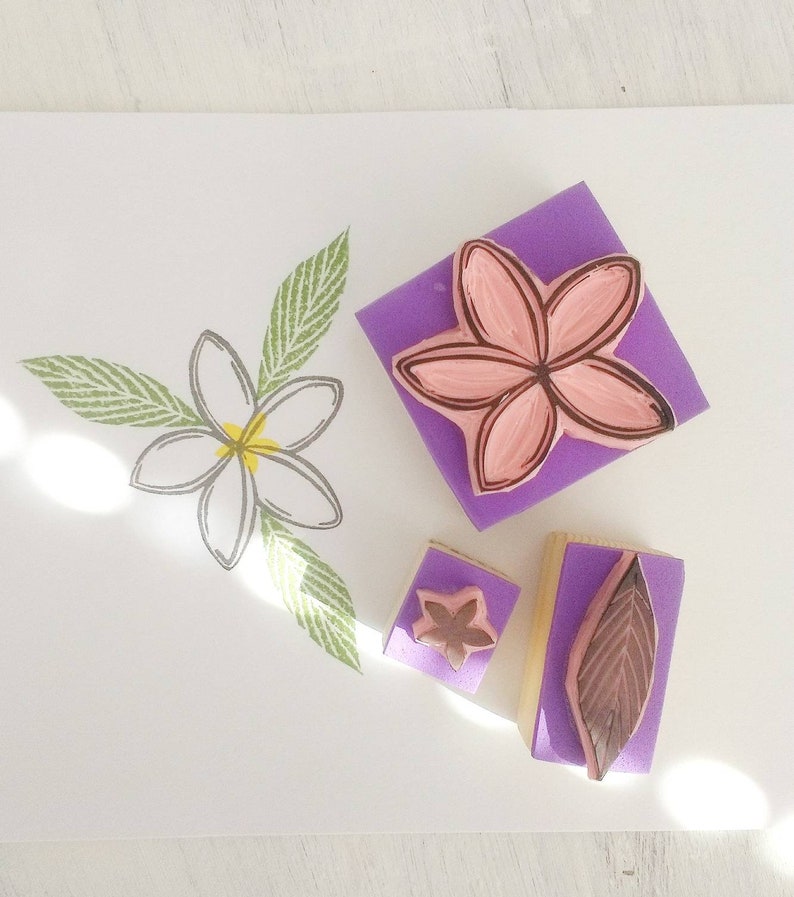 Plumeria rubber stamp tropical flower stamp frangipani Etsy