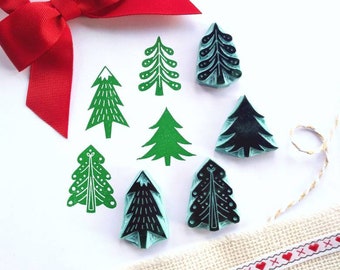 Christmas tree rubber stamps.