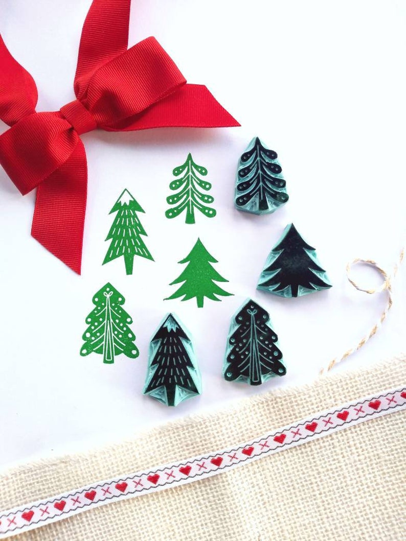 Christmas tree rubber stamps. image 1