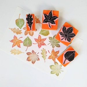 Autumn leaf stamp set, fall decor, autumn wedding decor, leaf rubber stamp image 1