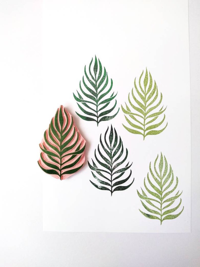 Tropical leaf rubber stamp, palm leaf print, plant lover gift, plant decor image 9