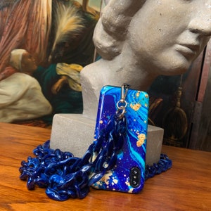 Phone Chain, Phone Lanyard, Phone Strap, Phone Necklace, Phone Case Lanyard, Crossbody Phone Strap, Crossbody Mobile Phone Chain, Dark Blue